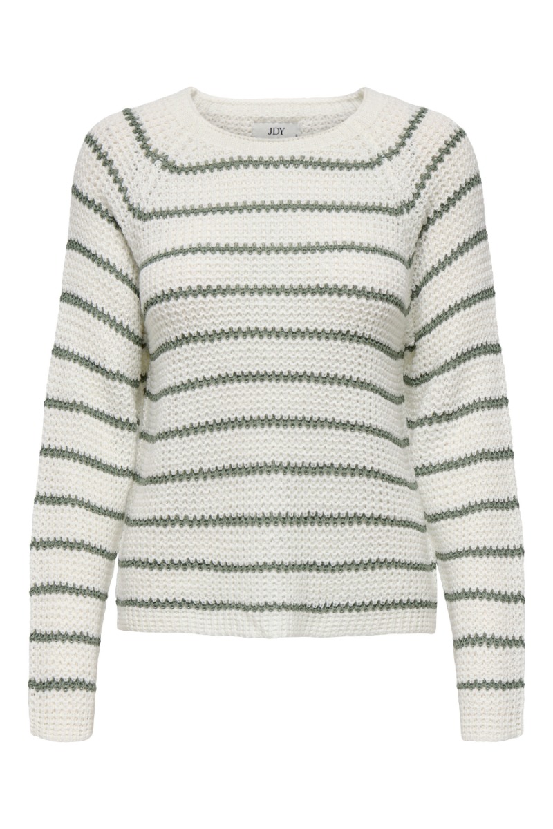 Jdy Strik Ellen Oneck Raglan Pullover Cloud Dancer Sea Spray