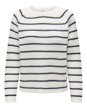 Jdy Strik Ellen     Oneck Raglan Pullover Cloud Dancer Sky Captain