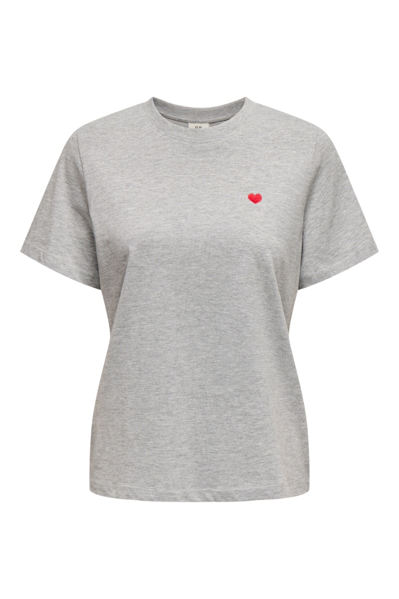 Jdy -shirt Pisa Print Top Light Grey Melange Bittersweet Heart