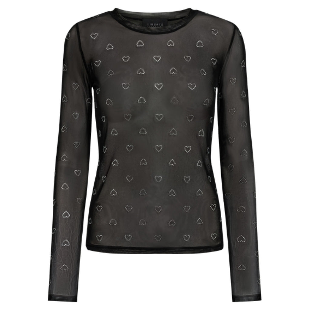 Libertã Dame Bluse Mesh Black Heart Diamond Dot