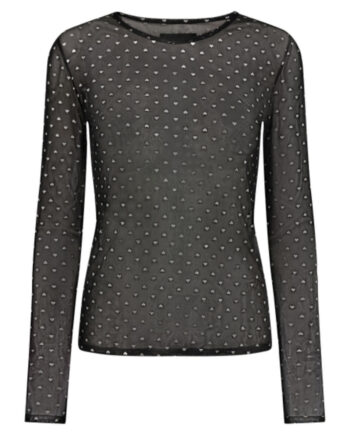 Libertã  Dame Bluse Mesh Black Silver Heart