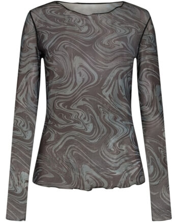 Liberte Dame Langærmet Mesh Top 4086 Grey Twist