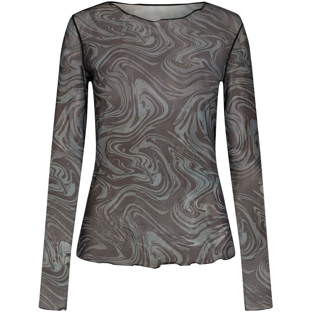Liberte Dame Langærmet Mesh Top 4086 Grey Twist