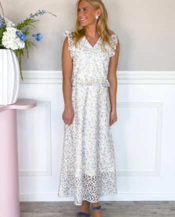 Loved By Lykke Kjole Christina Dress Blue Flowers