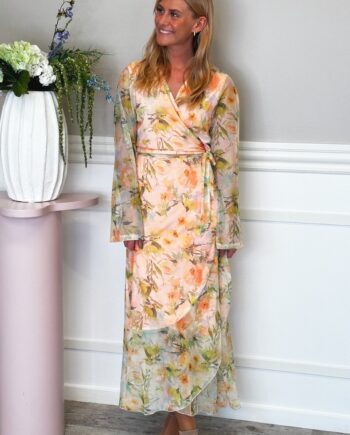 Loved By Lykke Kjole Lovely Long Dress Coral Flower