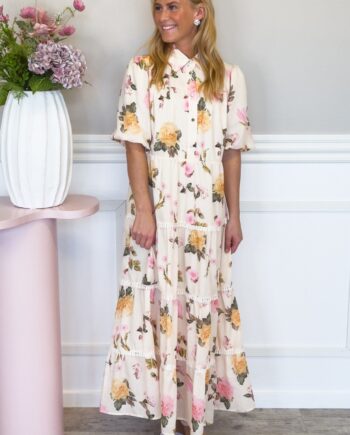 Loved By Lykke Kjole Rose Dress Yellow Flower