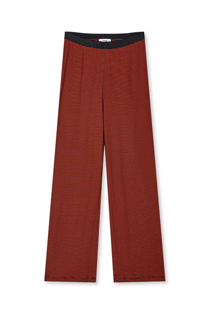 Mads Nørgaard Bukser 2x2 Cotton Stripe Velon Pants Fiery Red Black