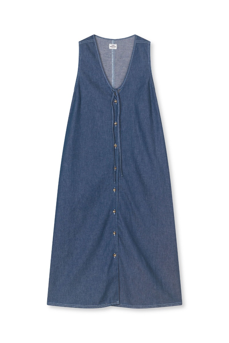 Mads Nørgaard Kjole Air Denim Pauline Dress Dark Blue Denim
