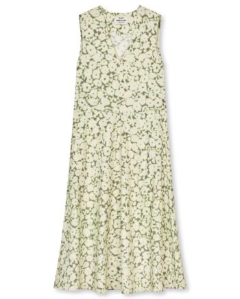 Mads Nørgaard Kjole Poplinea Emsa Aop Dress Lime Flower