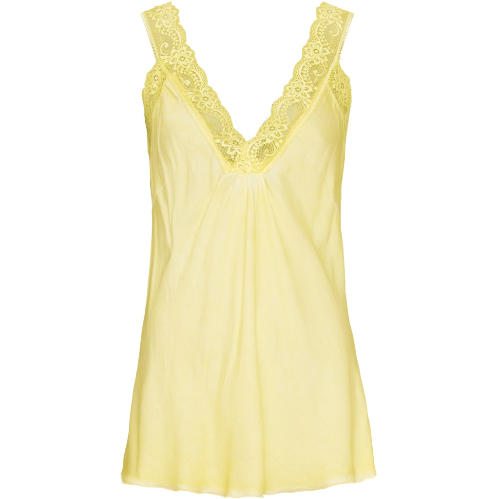 Marta Du Chateau Dame Top Med Blondekant 21336 Giallo Yellow