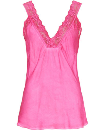 Marta Du Chateau Dame Top Med Blondekant 21336 Rosa Shocking