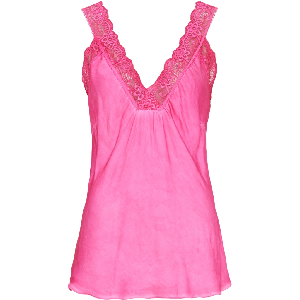 Marta Du Chateau Dame Top Med Blondekant 21336 Rosa Shocking