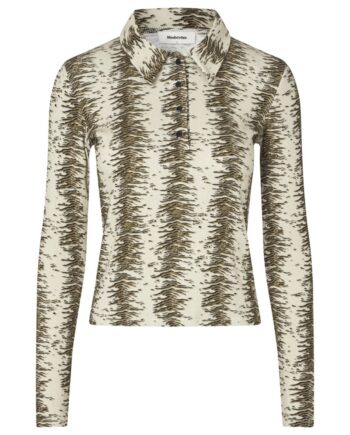 Modström Bluse Porsia Print Ls Polo Light Shadow Zebra