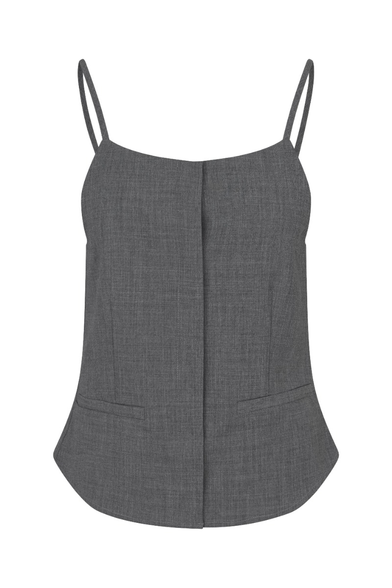 Modström Top Mikkeline Strap Top Dark Grey Melange