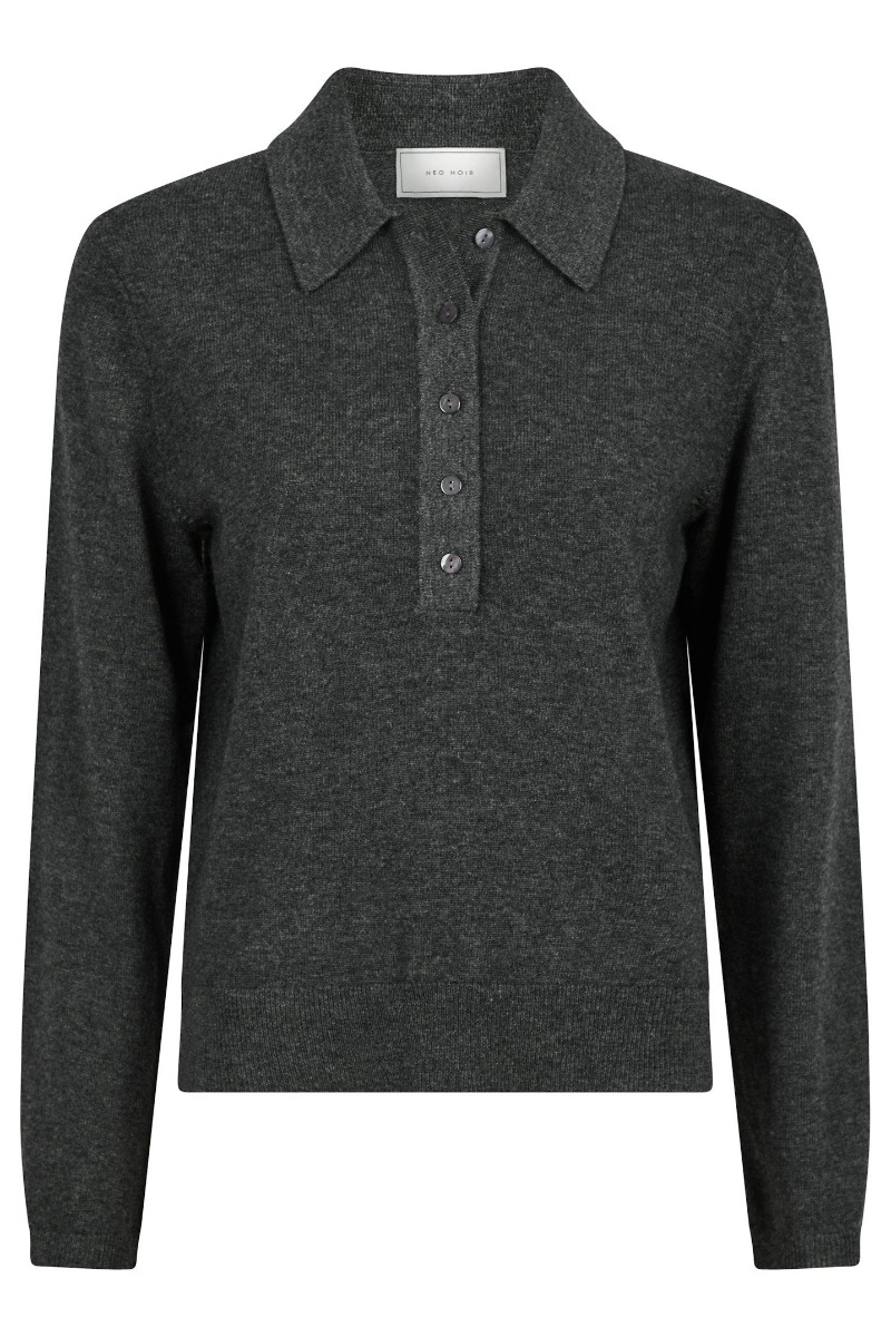 Neo Noir Blouse Genea Knit Polo Blouse Antracit