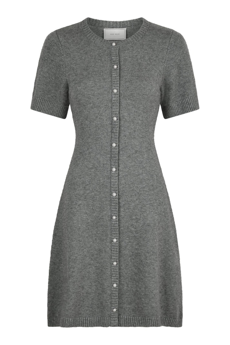 Neo Noir Kjole Elise Knit Dress Dark Grey Melange
