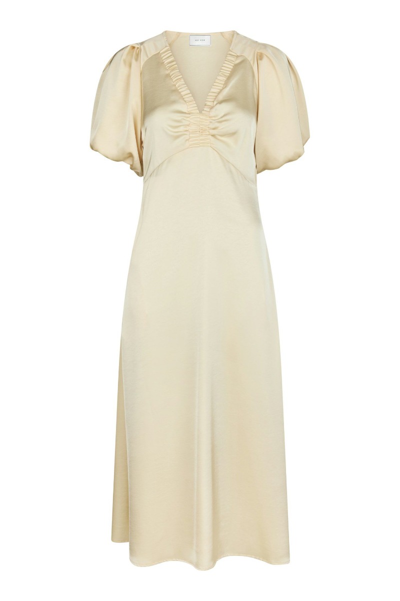 Neo Noir Kjole Illana Heavy Sateen Dress Light Yellow