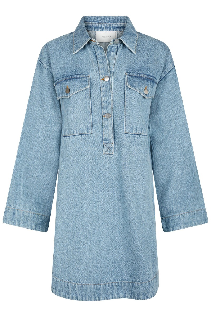Neo Noir Kjole Paras Denim Dress Smoke Blue