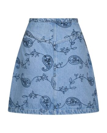 Neo Noir Nederdel Gabani Embroidery Denim Skirt Blue