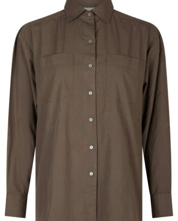 Neo Noir Skjorte Dalma   Poplin Shirt Warm Grey