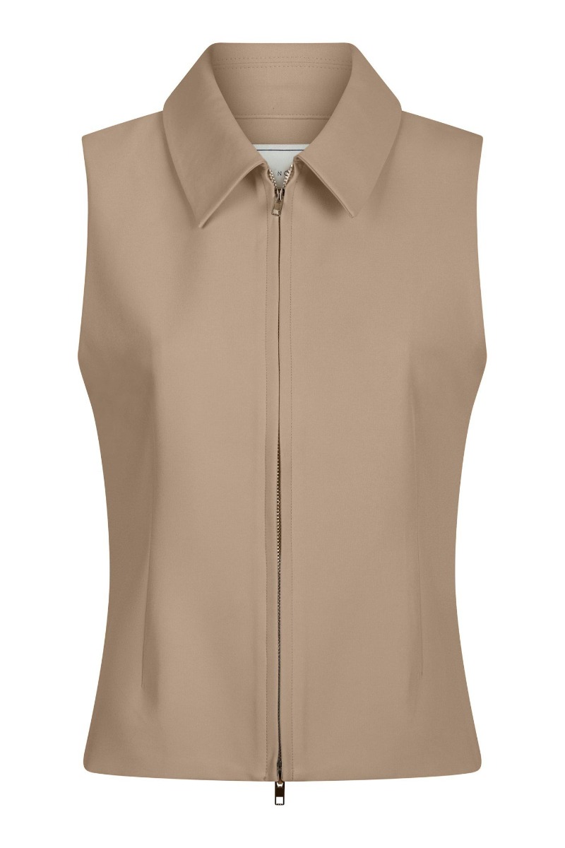 Neo Noir Vest Annabella Structure Waistcoat Dark Taupe