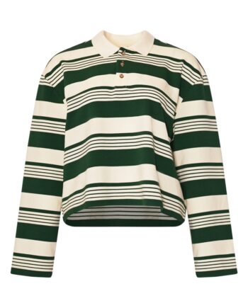 Noella Bluse Lynlee Polo Green Off White Stripe