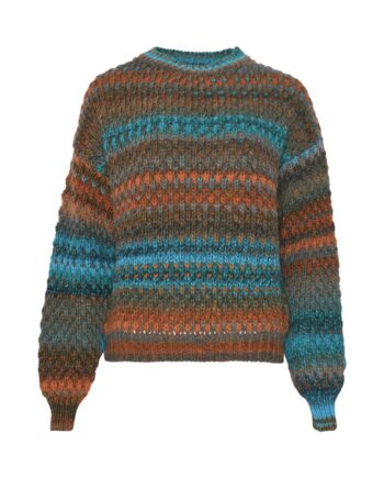 Noella Strik Gio Knit Sweater Turquoise Brown Mix