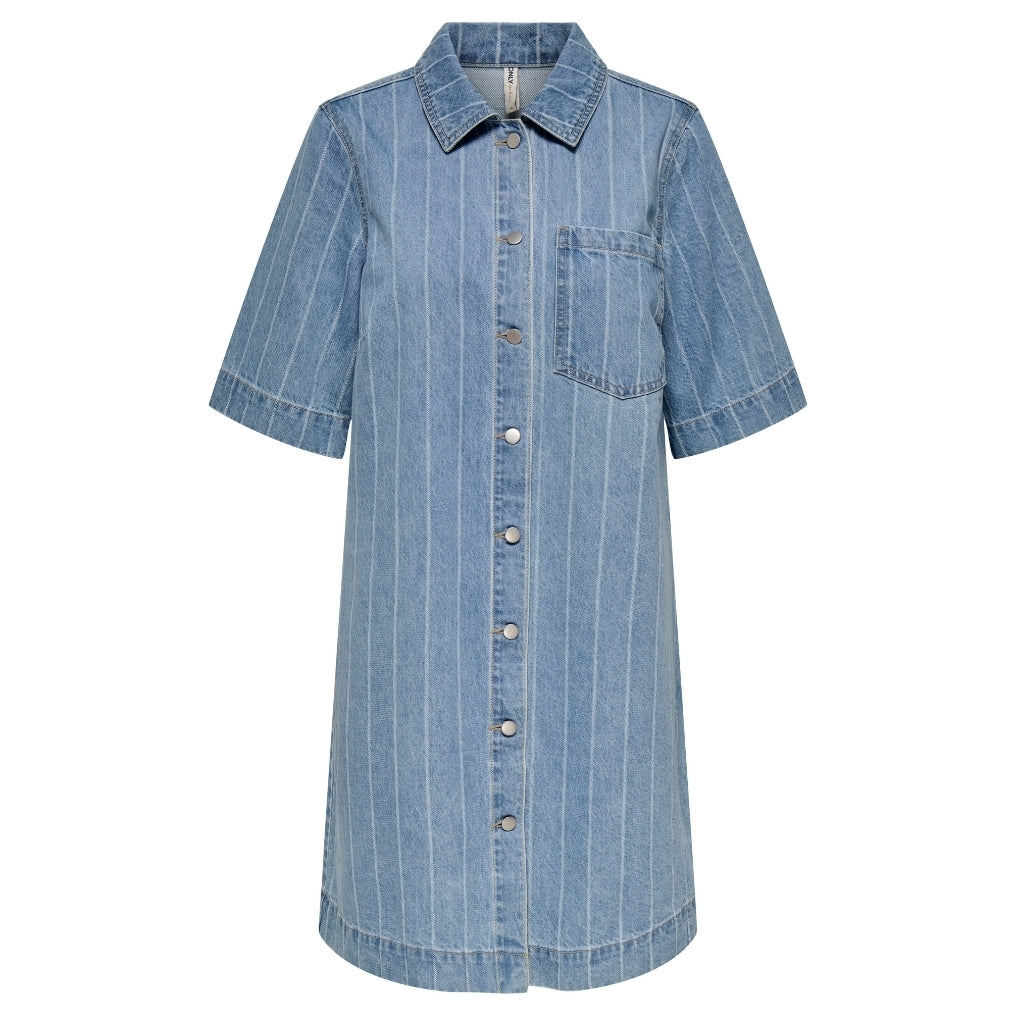 Only Dame Kjole Onlasta Light Blue Denim Stripe