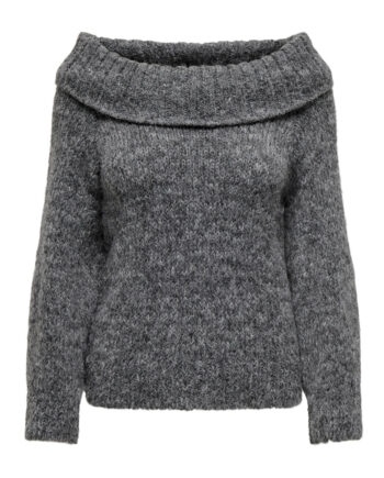 Only Dame Off Shoulder Strik Onlmarie Medium Grey Melange