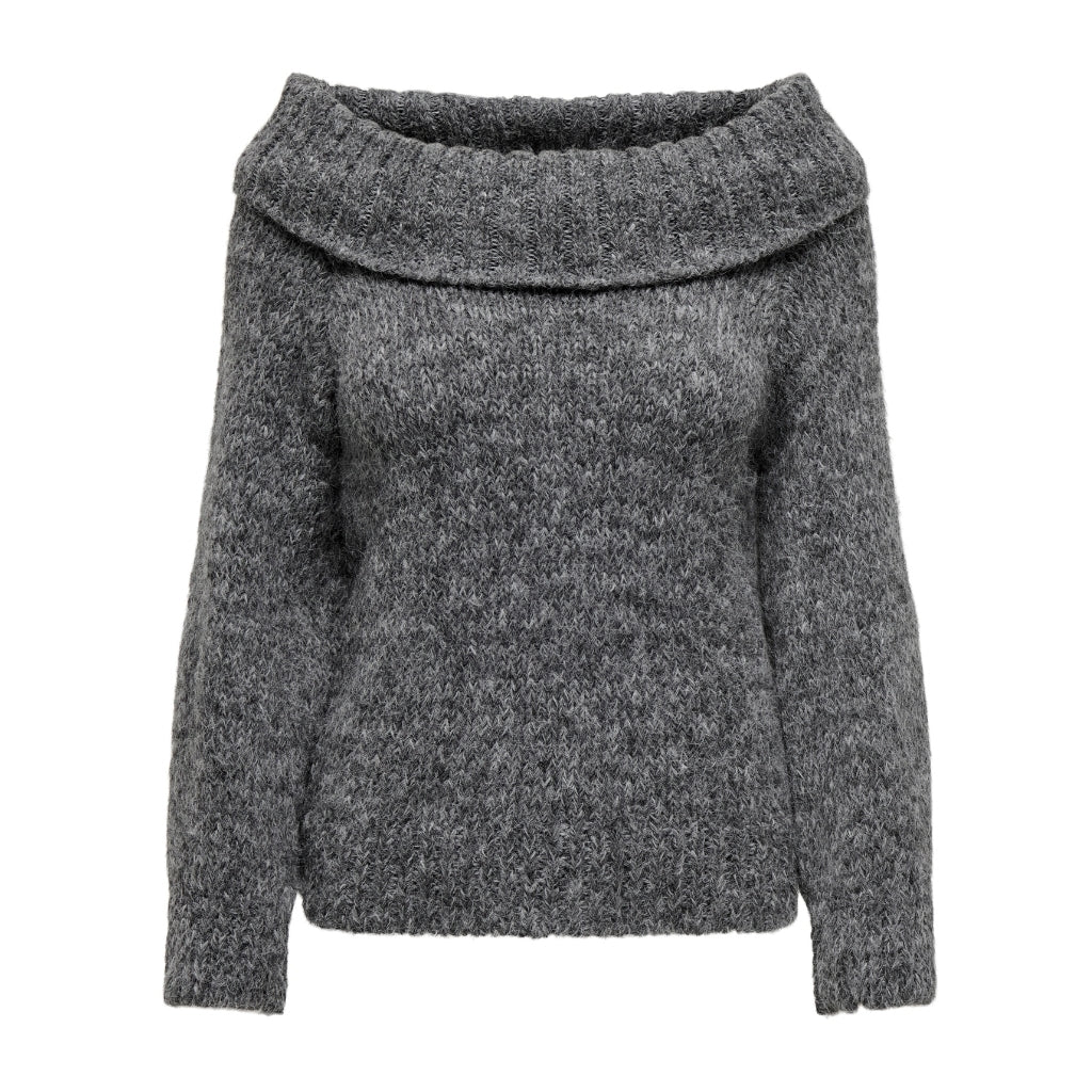 Only Dame Off Shoulder Strik Onlmarie Medium Grey Melange