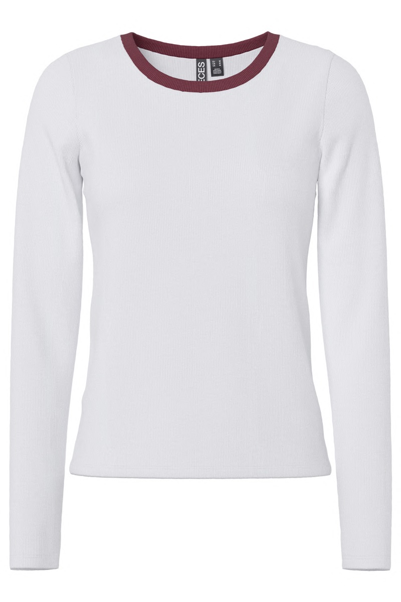 Pieces Bluse May Ls Top Bright White