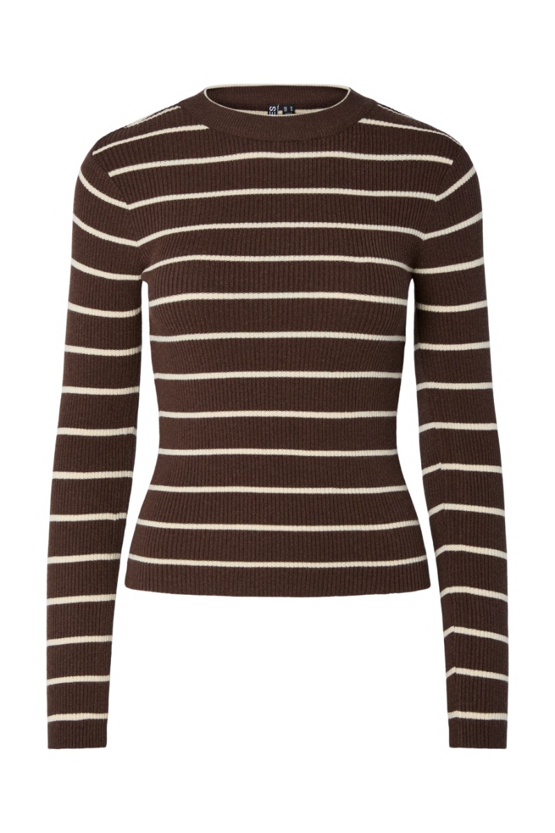 Pieces Bluse Mira New Ls -neck Knit Hot Fudge