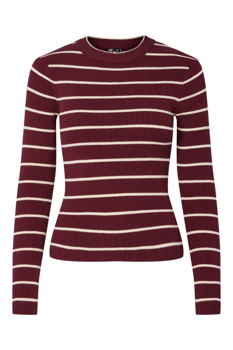 Pieces Bluse Mira New Ls -neck Knit Tawny Port