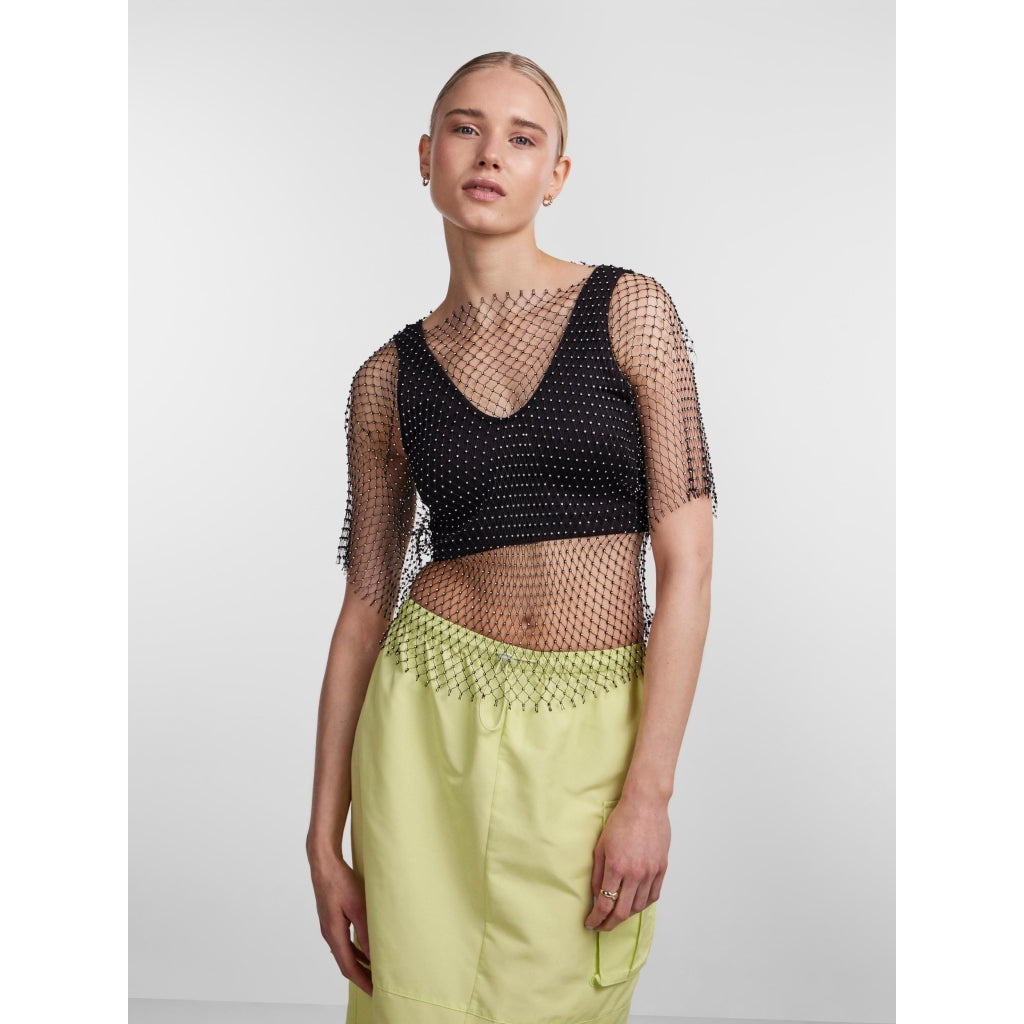 Pieces Dame Bluse Pcmille Black Rhine Stone