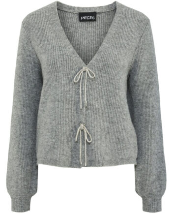 Pieces Dame Cardigan Pcanna Medium Grey Melange Silver Glitter Bow