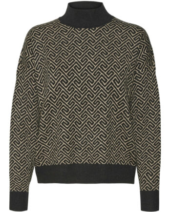 Pieces Dame Pullover Vmaria Black    Silver Mink Grafic Print