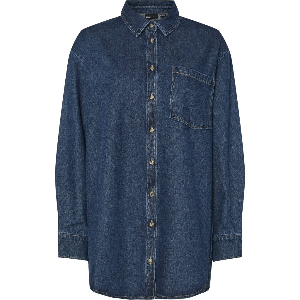 Pieces Dame Skjorte Pcmaisie Dark Blue Denim