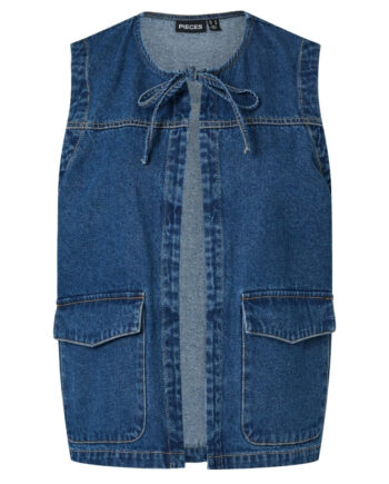 Pieces Dame Vest Pcfenna Dark Blue Denim