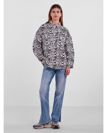 Pieces Denim Skjorte Pcnursel Bright White Black Zebra