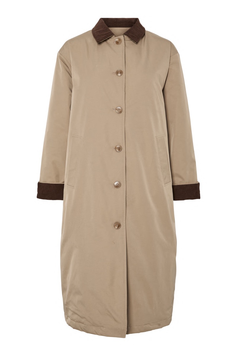 Pieces Jakke Jorma Long Corduroy Jacket Greige