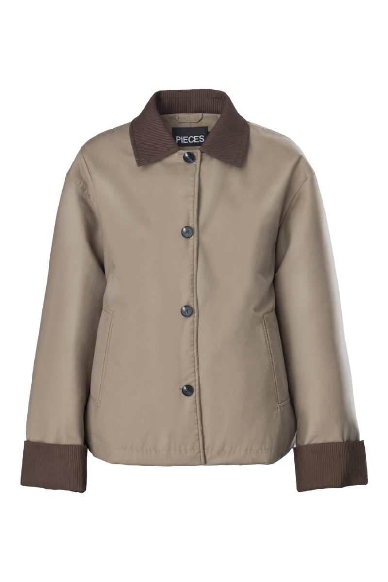Pieces Jakke Jorma Short Corduroy Jacket Greige