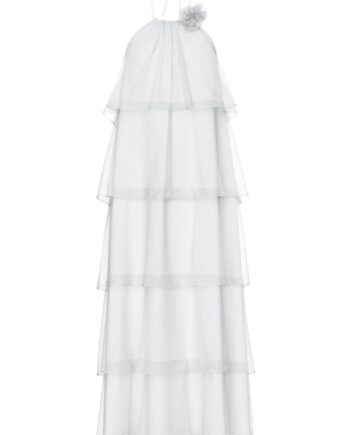 Pieces Kjole Clara Sl Long Layred Dress Bright White