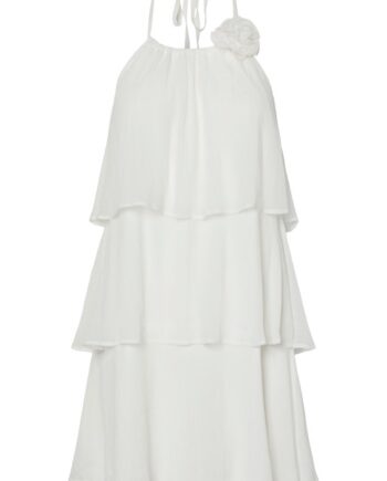 Pieces Kjole Clara Sl Short Layred Dress Bright White