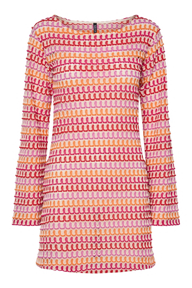 Pieces Kjole Danni Ls Short Crochet Dress Cloud Cream