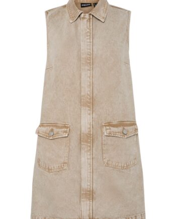 Pieces Kjole Fay Sl Denim Dress Sandshell