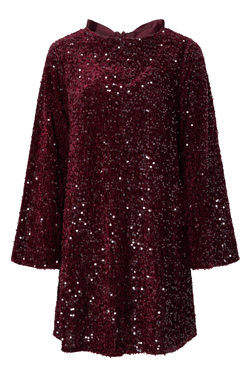 Pieces Kjole Kam Ls Deep Back Bow Dress Tawny Port