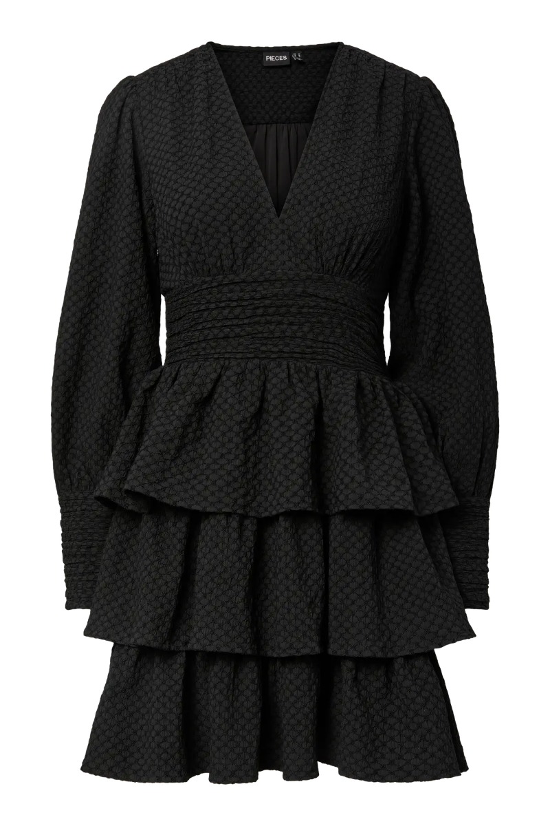 Pieces Kjole Monika Ls Shhort Dress Black Levering Midt November
