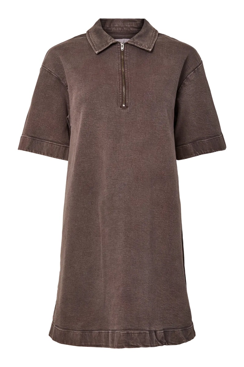 Pieces Kjole Selma Zip Denim Dress Hot Fudge