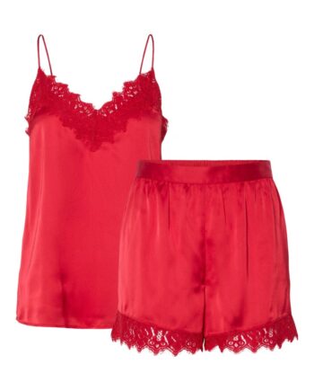 Pieces Nattøj Jenna Xmas Satin Nightwear Set Salsa  Levering Midt Oktober