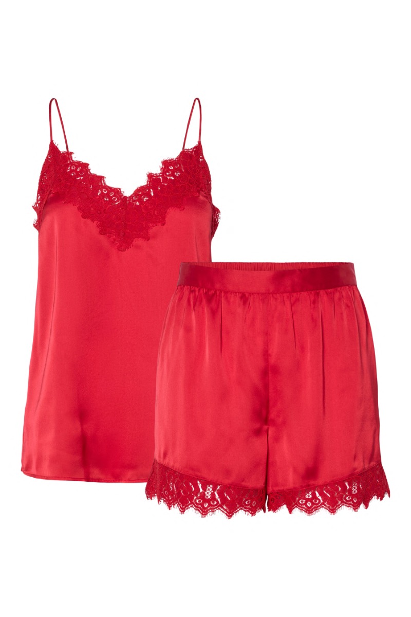 Pieces Nattøj Jenna Xmas Satin Nightwear Set Salsa Levering Midt Oktober